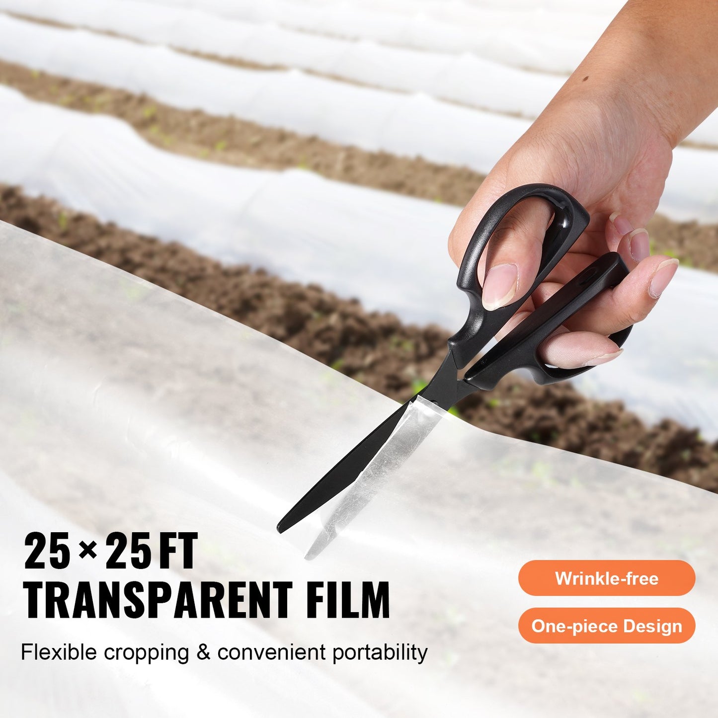 VEVOR Greenhouse Plastic Sheeting 7.6 x 7.6 m, 6 Mil Thickness Clear Greenhouse Film, Polyethylene Film 4 Year UV Resistant, for Gardening, Farming, Agriculture, Garden