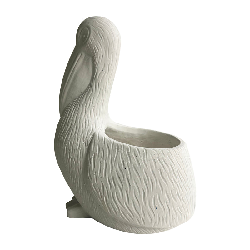 Contemporary White Pelican Planter w Hole + Plug 24cm