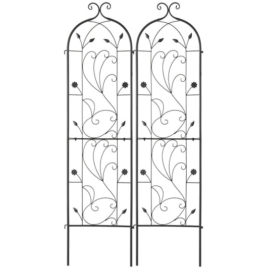 VEVOR 2 Packs Metal Garden Trellis for Climbing Plant Support 60x15 in Rustproof